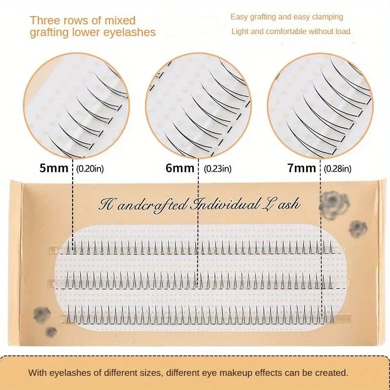 V-Shaped Lower Lash Clusters 120pcs – 5/6/7mm Natural Look False Lash Clusters SWANS