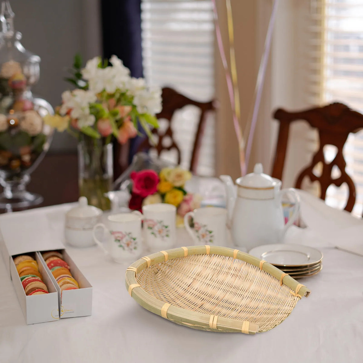 Woven Bamboo Basket – Fruit, Bread & Kitchen Storage Organizer Woven Bamboo Basket SWANS