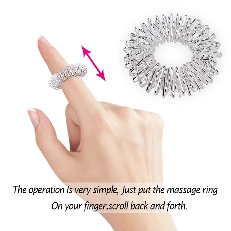 10-Pack Gold Finger Acupressure Massage Rings – Stainless Steel Acupressure Massage Ring SWANS