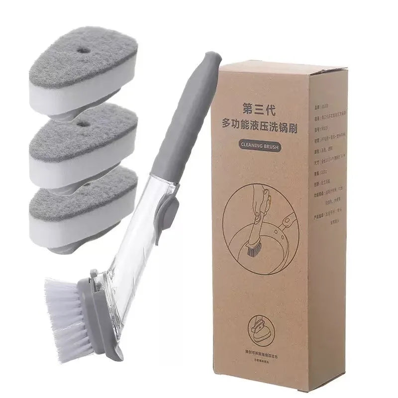 SWANS 2-in-1 Kitchen Brush with Built-In Soap Dispenser Kitchen Cleaning Brush SWANS D S
