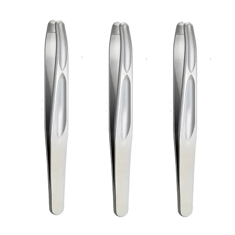 SWANS Round Tip Tweezers – Precision Eyebrow & Facial Hair Tool Precision Tweezers SWANS 3PCS silver