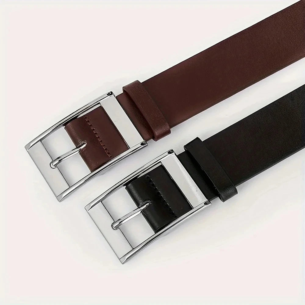Men's PU Leather Belt – Metal Pin Buckle Casual Waist Strap Men's Leather Belt SWANS