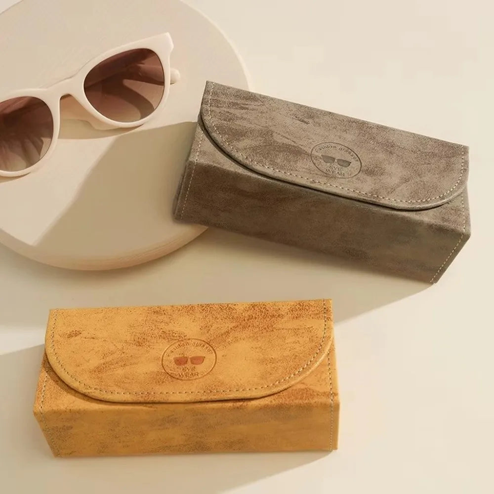 Triangular PU Leather Glasses Case – Magnetic Closure Eyewear Box Eyeglass Case SWANS