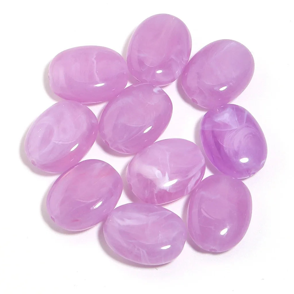 Acrylic Imitation Jade Flat Oval Beads – 20pc DIY Jewelry Pack DIY Jewelry Beads SWANS Light Purple