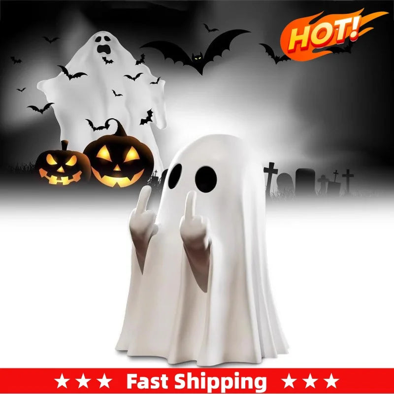 Middle Finger Ghost Statue – Funny Halloween Decor Figurine Halloween Figurine SWANS