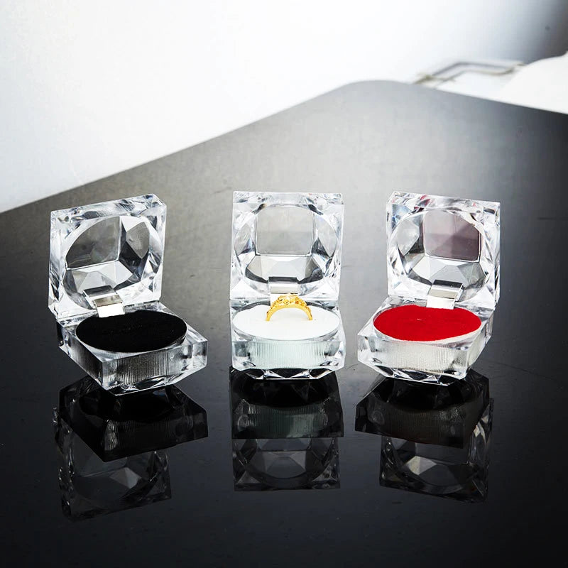 Acrylic Crystal Ring Box – Clear Jewelry Display & Gift Case Jewelry Storage Box SWANS