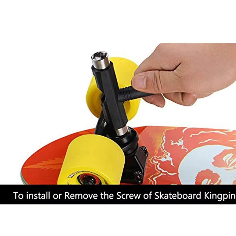 Skateboard T-Tool Multi-Function Wrench, Allen Key & Screwdriver Skateboard Tool SWANS
