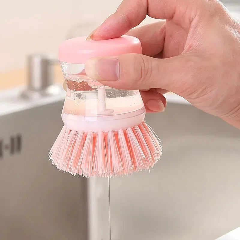 SWANS Press Soap Dispensing Dish Brush – Oil & Grease Scrubber Soap Dispensing Dish Brush SWANS