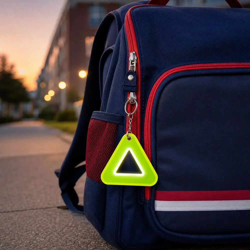 Reflective Triangle Safety Keychain – Colorful Backpack Pendant Reflective Keychain SWANS
