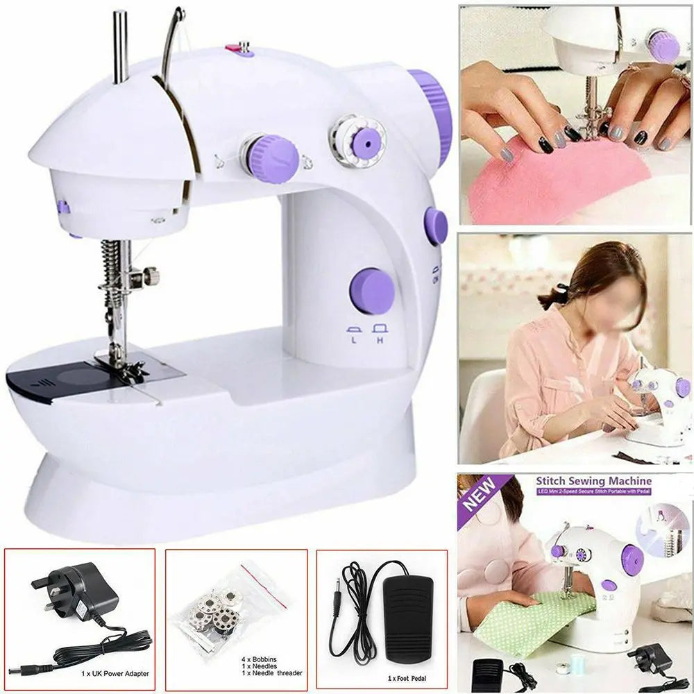 Portable Electric Sewing Machine 2-Speed Foot Pedal & LED Electric Sewing Machine SWANS