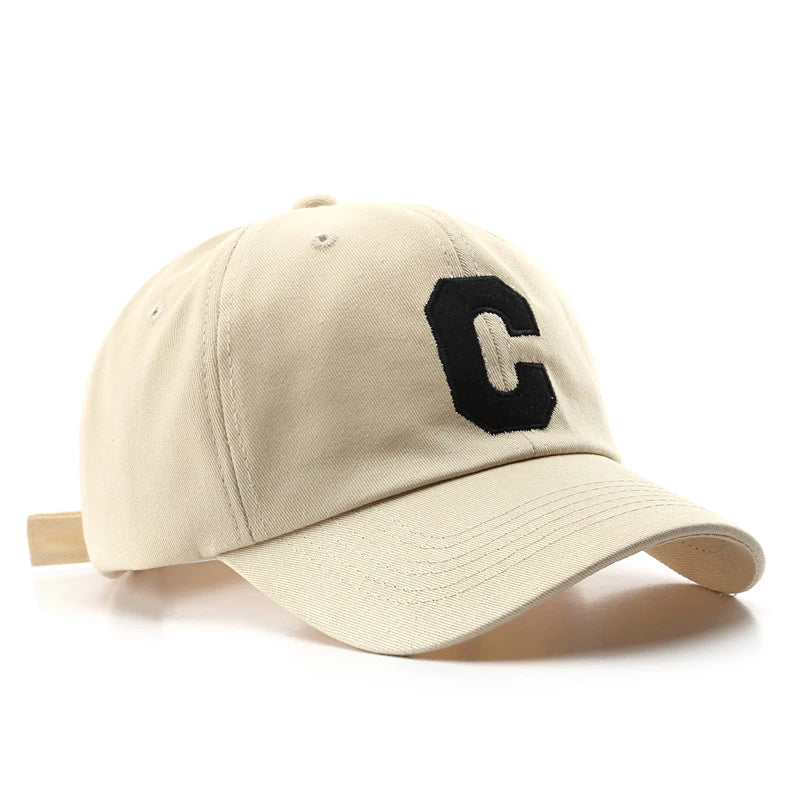 C-Letter Baseball Cap – Unisex Cotton Sun Visor Hat Baseball Cap SWANS beige Adjustable