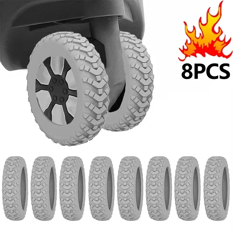 8-Pack Silicone Luggage Wheel Covers – Universal Caster Protectors Luggage Wheel Covers SWANS grey