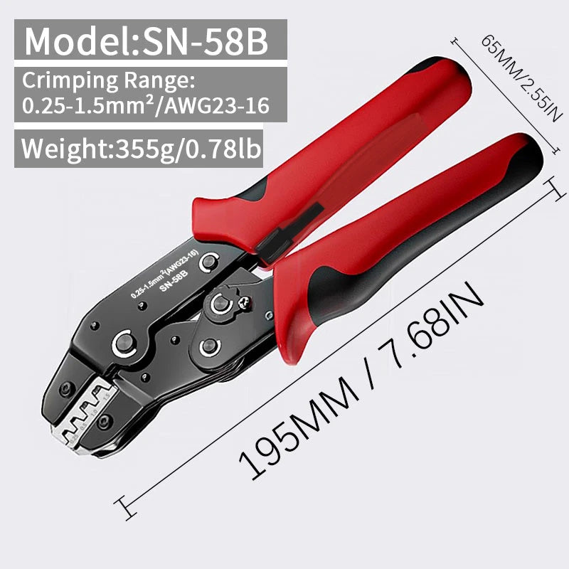 SN-58B Ratcheting Crimping Tool Set – JST Dupont MOLEX SATA Ratcheting Crimping Tool SWANS Red Black