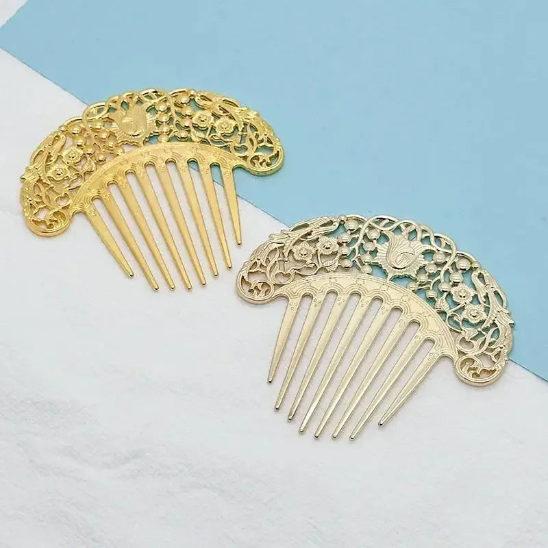 Chinese Retro Hollow Carved Gold Hair Comb – Hanfu Hairpin Decorative Hair Comb SWANS