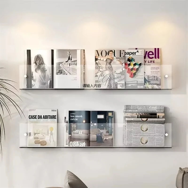 Acrylic Wall-Mounted Magazine & Book Storage Rack – Transparent Wall Storage Rack SWANS