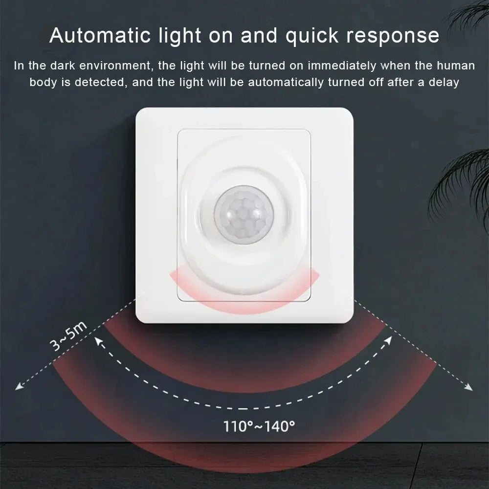 PIR Motion Sensor Switch 86-Type 110V 220V Auto Light Detector Motion Sensor Switch SWANS Default Title