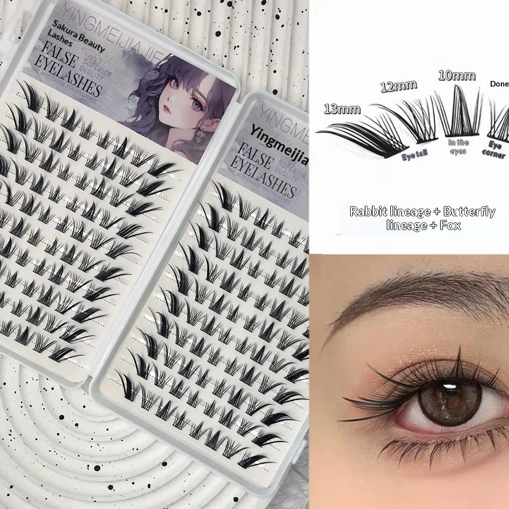 Korean Winged Fox Cluster False Eyelashes – No Glue Fluffy False Eyelashes SWANS