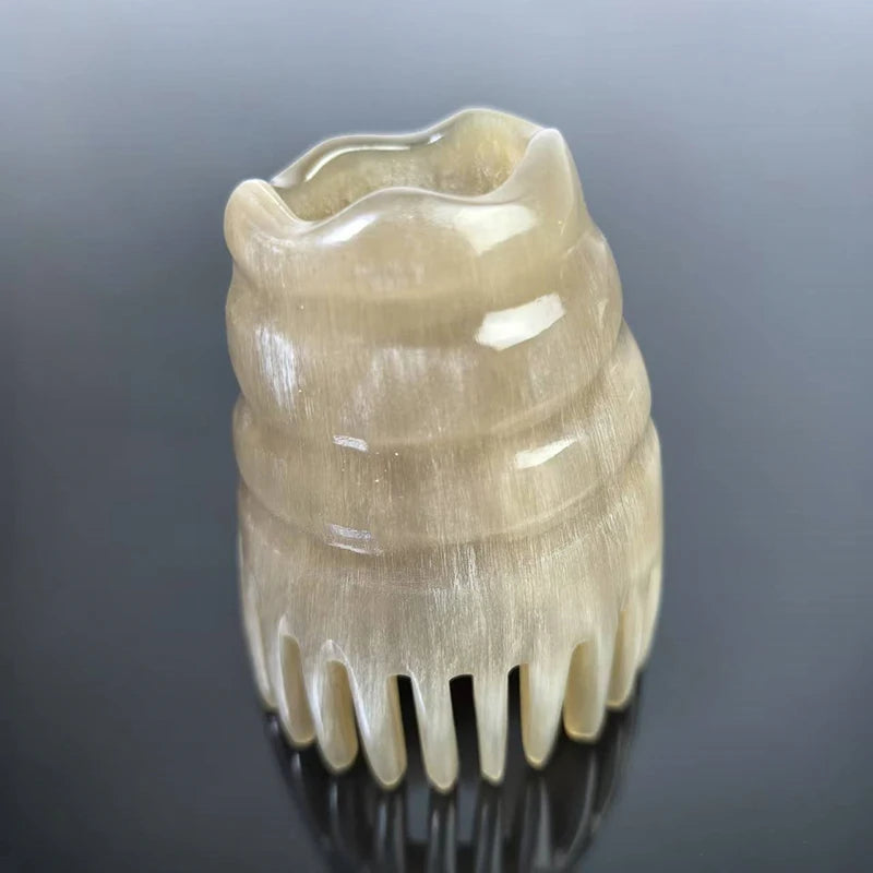 Wide Tooth Natural Horn Comb – Scalp Massage & Detangler Scalp Massage Comb SWANS