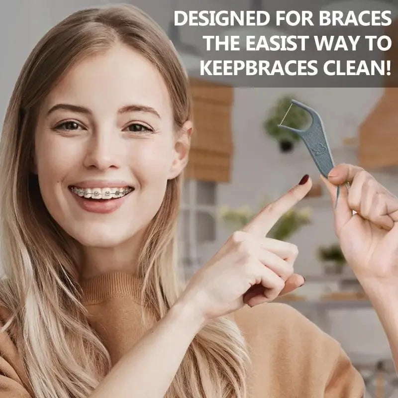 60-Pack Orthodontic Flossers for Braces – Dental Floss Picks Orthodontic Floss Picks SWANS