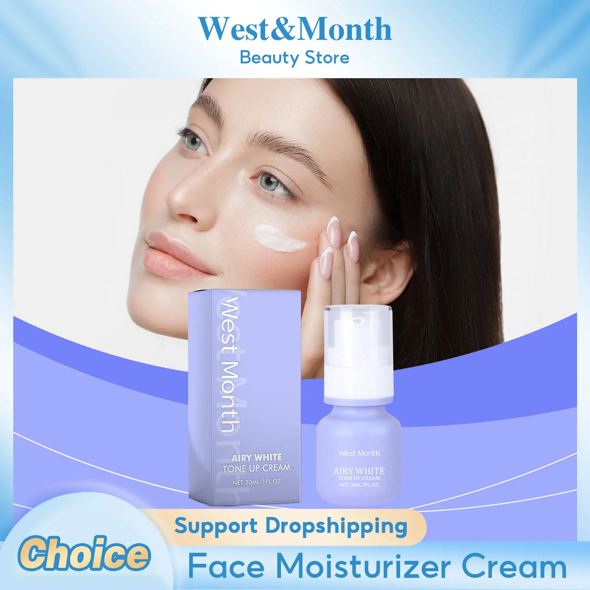 WEST MONTH Brightening Tone-Up Face Cream 30ml – Moisturizing Brightening Face Cream SWANS