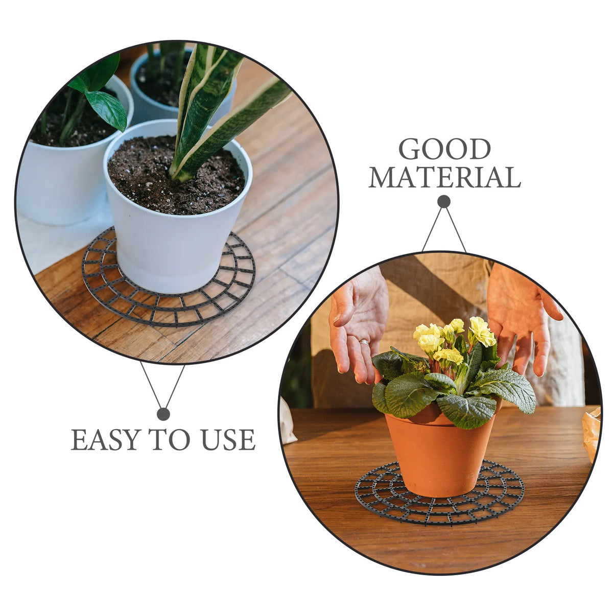 4-Pack Adjustable Plastic Flower Pot Tray Risers & Floor Protectors Pot Tray Risers SWANS