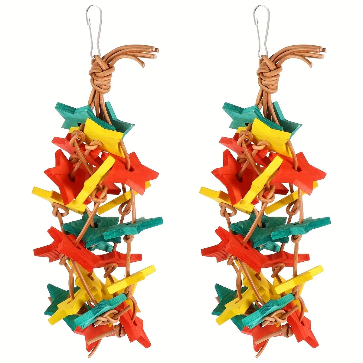 Star-Shaped Parrot Chew Toy Set – Natural Bird Cage Accessories Bird Chew Toy SWANS