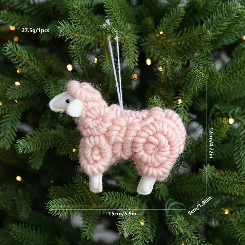 Wool Felt Sheep Christmas Ornament – Cute Hanging Pendant Christmas Ornament SWANS Pink