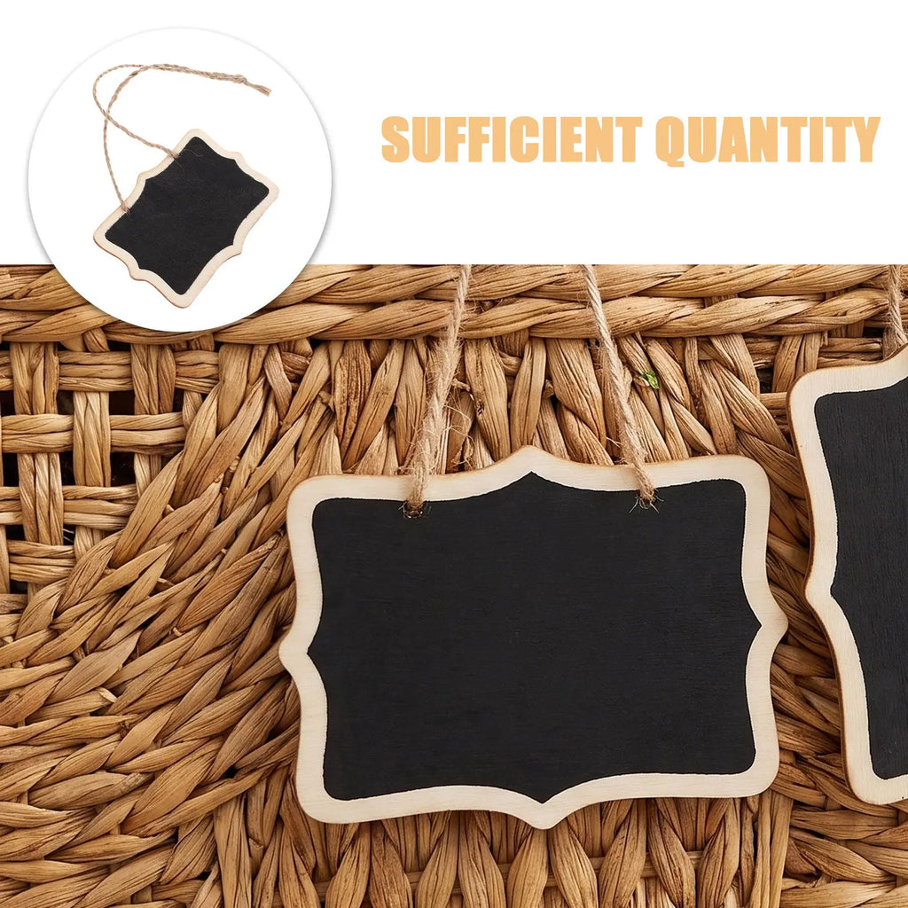 40-Pack Mini Wooden Chalkboard Tags – Reusable Hanging Labels Chalkboard Label Tags SWANS