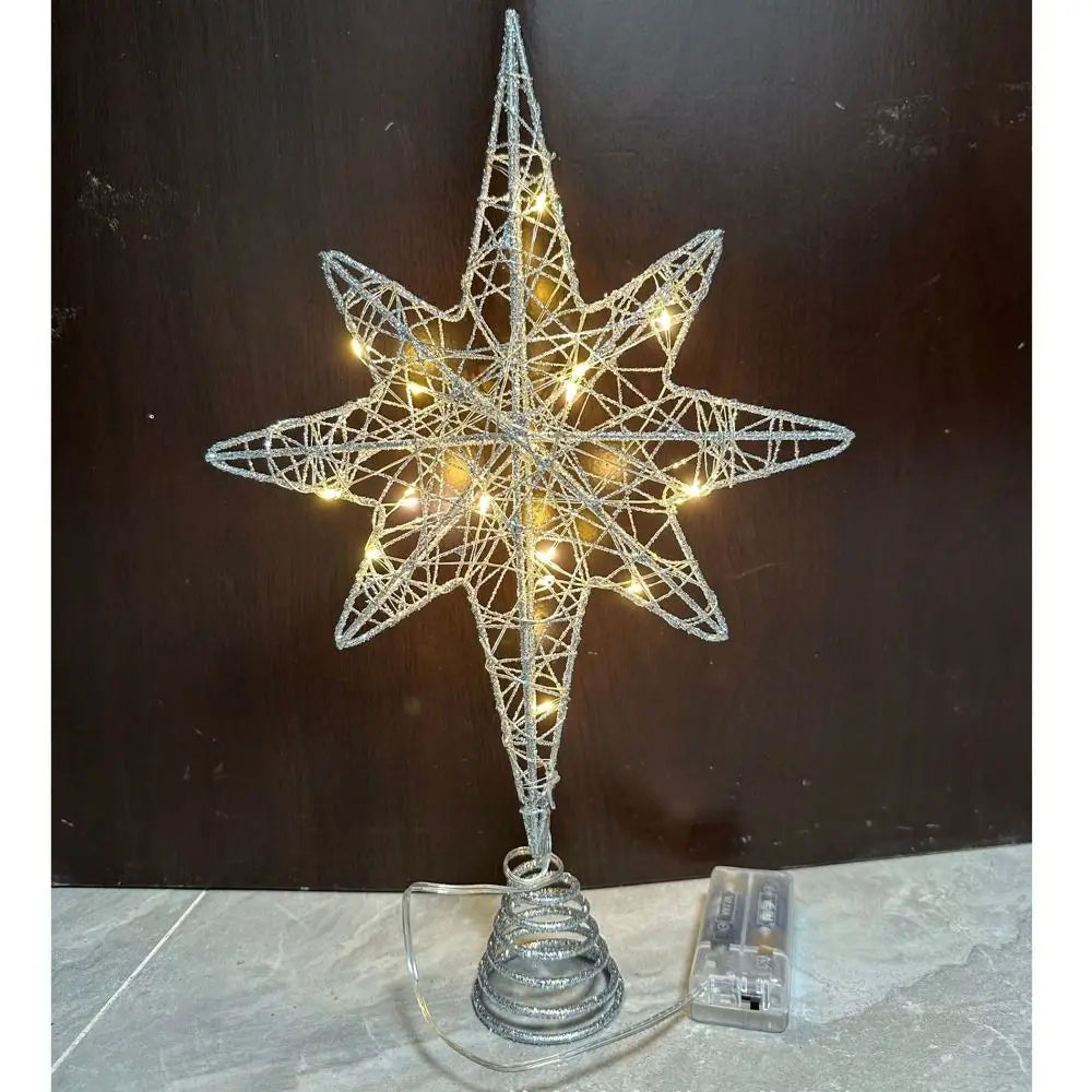 LED Glitter Star Christmas Tree Topper – Iron Light-Up Decor Christmas Tree Topper SWANS