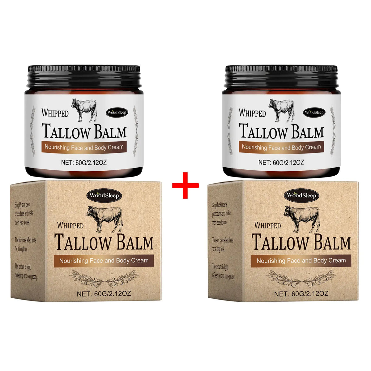 WOODSLEEP Beef Tallow Skin Care Set – Cream, Sunscreen & Soap Skin Care Set SWANS 120g Balm