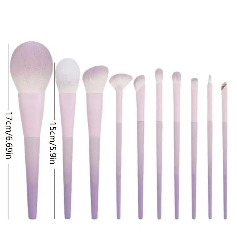 10-Piece Purple Makeup Brush Set – Powder, Shadow & Concealer Makeup Brush Set SWANS
