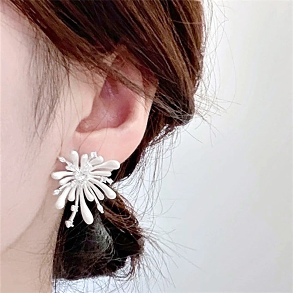 Red Enamel Zirconia Firework Stud Earrings – Korean Style Stud Earrings SWANS