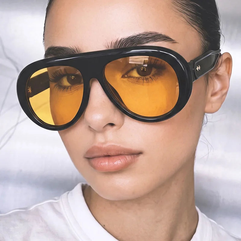 TOYEARN Y2K Pilot Sunglasses UV400 Big Frame Unisex Fashion Sunglasses SWANS