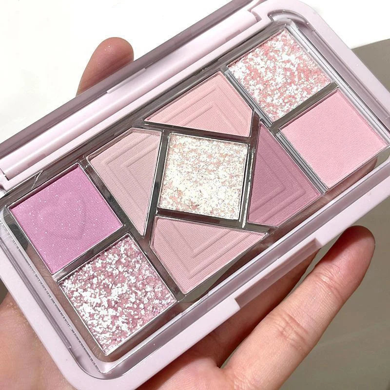 9-Color Pink Purple Eyeshadow Palette – Glitter, Pearl & Matte Eyeshadow Palette SWANS