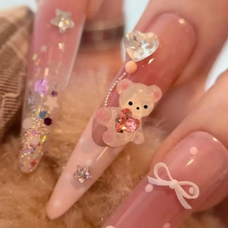 3D Nail Art Silicone Mold – Bear Flower Bow Carving Template Nail Art Mold SWANS