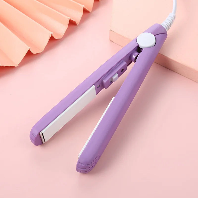 YIBER Mini Ceramic Hair Straightener & Curler | Travel Flat Iron Hair Straightener Curler SWANS Purple UK