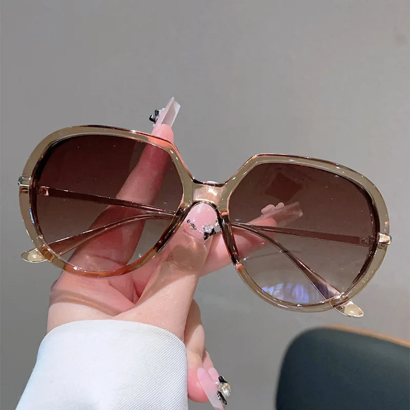 Y2K Oversized Pilot Sunglasses Unisex UV400 Vintage Shades Fashion Sunglasses SWANS Champagne Tea