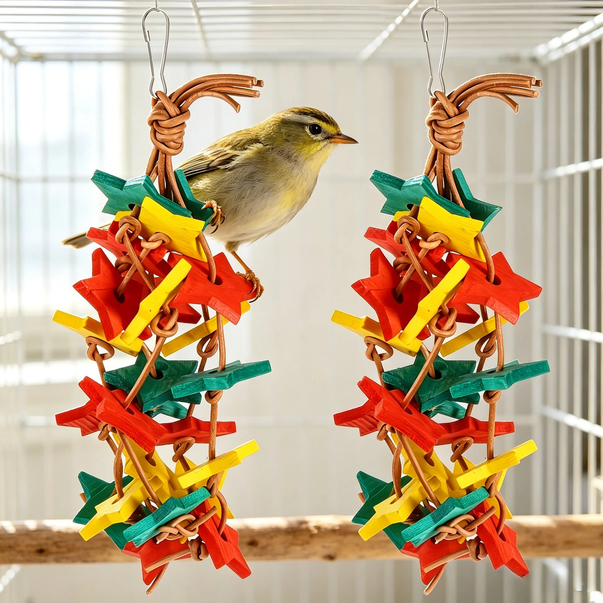 Wooden Parrot Chewing Toy Set – Birdcage Hanging Accessories Bird Chewing Toy SWANS