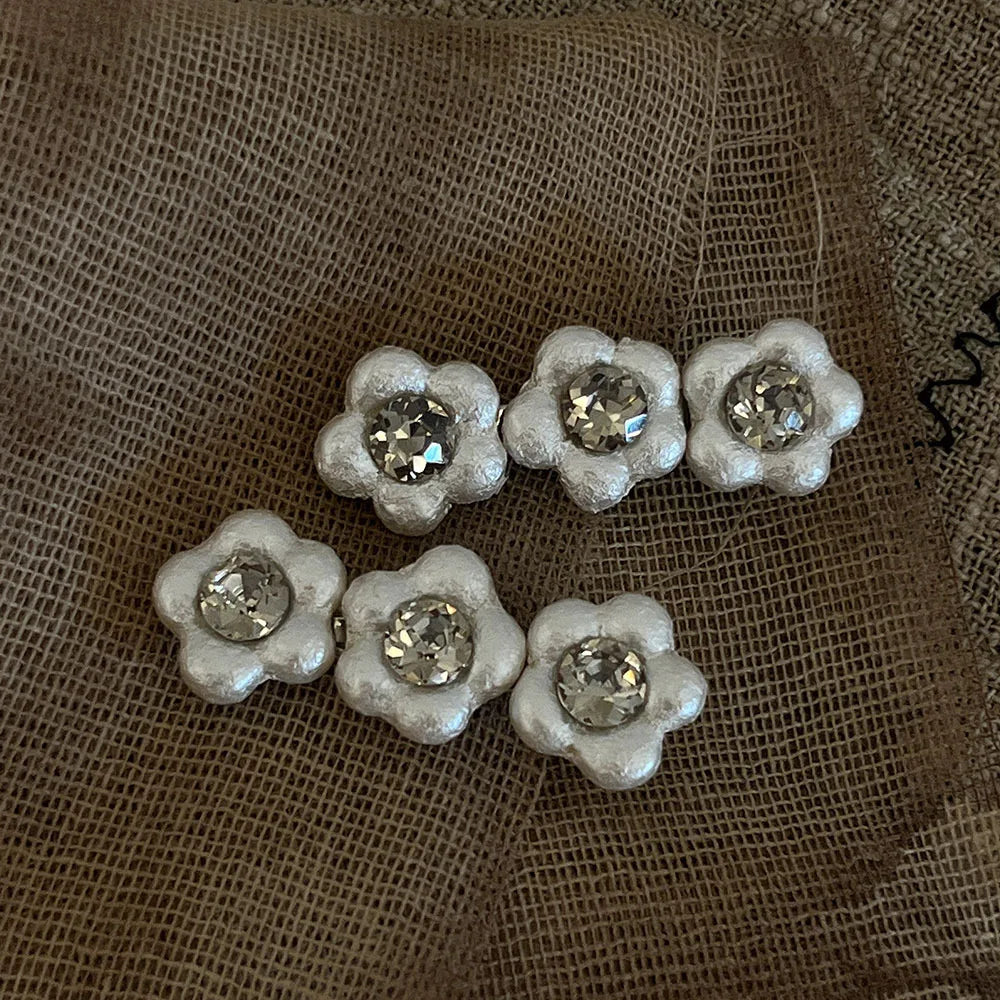 Vintage White Flower Hair Clip – Crystal Rhinestone Duckbill Hair Clip SWANS