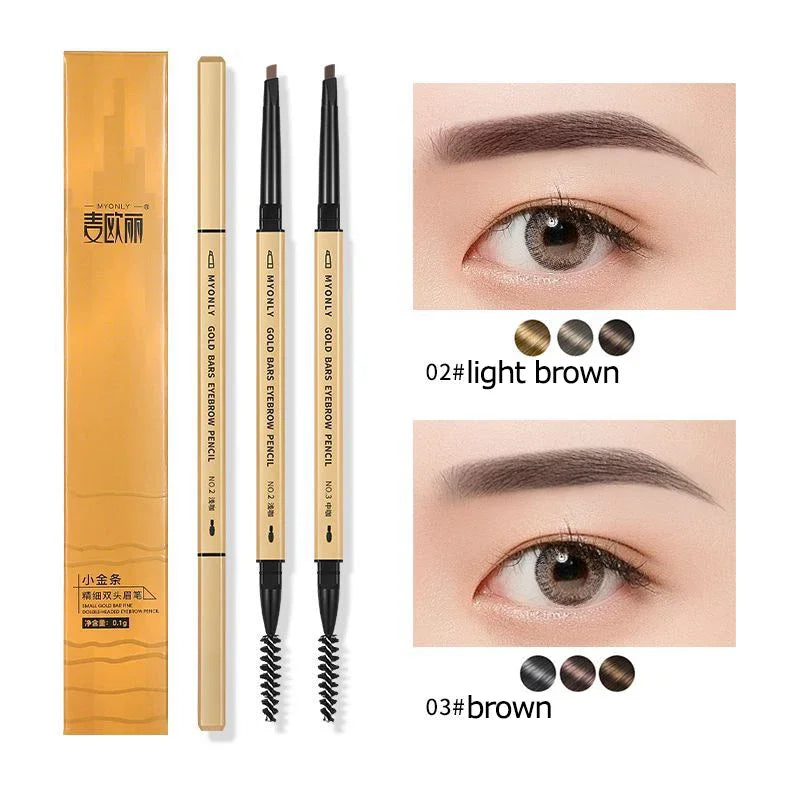 Double-End Ultra-Fine Triangle Eyebrow Pencil & Brow Brush Eyebrow Pencil SWANS 02 and 03 2pcs