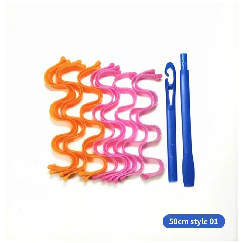 Heatless Hair Curling Rollers – No Heat Foam Styling Set Heatless Hair Curlers SWANS 12pcs 50cm wave