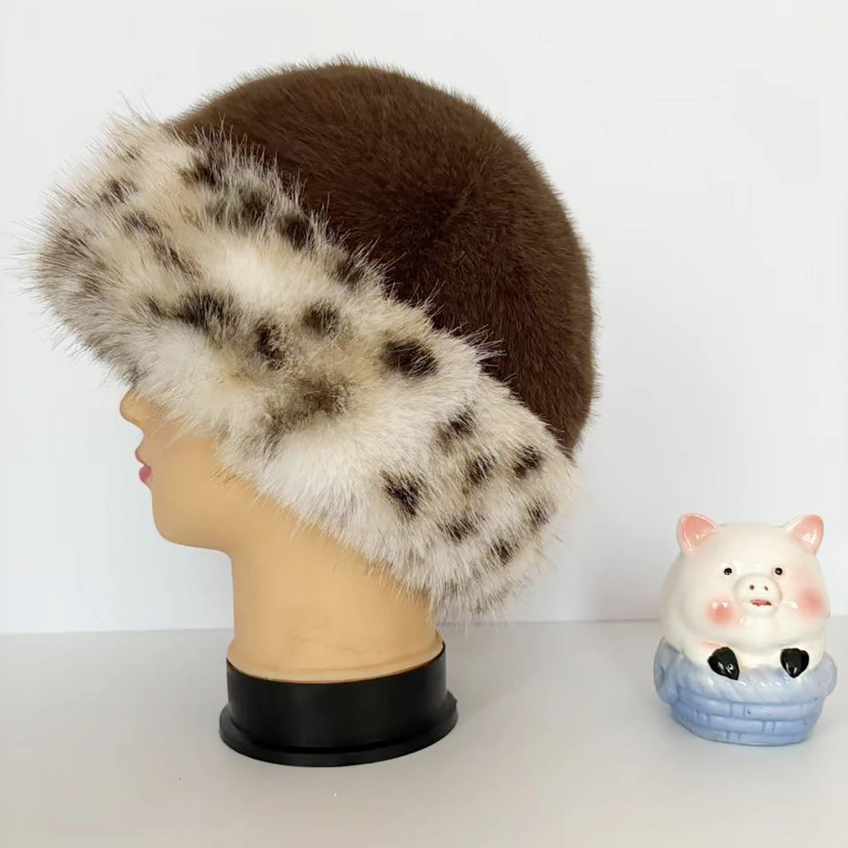 Women's Winter Plush Bucket Hat – Warm Fluffy Knit Beanie Winter Knit Hat SWANS coffee Elastic
