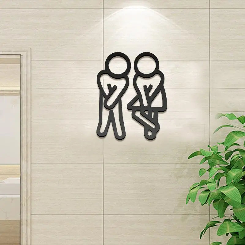 Funny Acrylic Restroom Signs Men & Women – 2-Pack Door Decor Restroom Door Signs SWANS