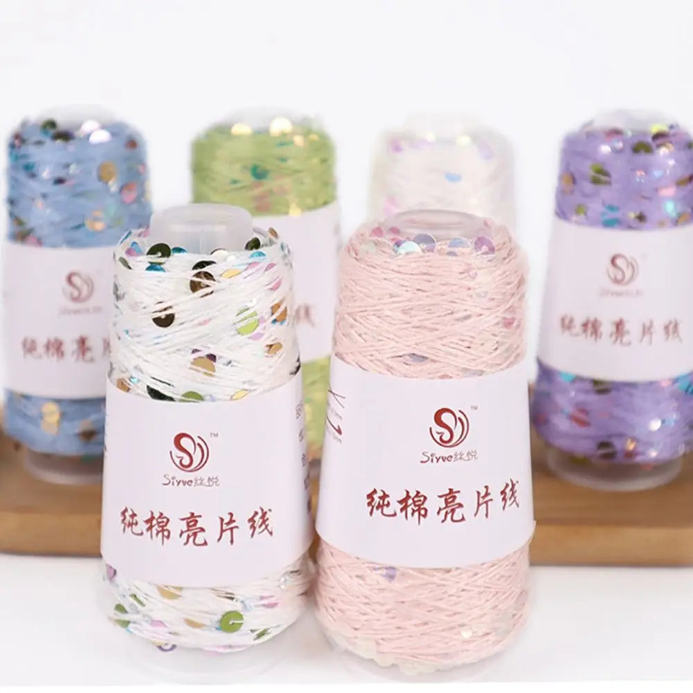 Shiny Sequin Hand Knitting Yarn – Glitter Craft Thread Roll Knitting Yarn SWANS