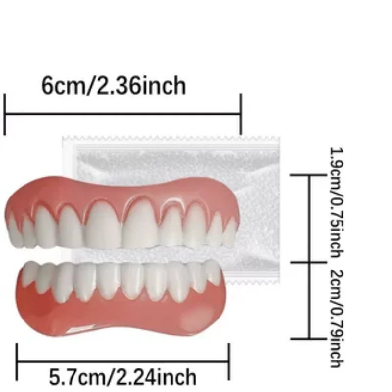 Silicone False Teeth Veneers – Upper & Lower Fake Teeth Kit Cosmetic Tooth Veneers SWANS 1pcs