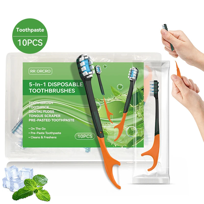 Yunchi Disposable Travel Toothbrush with Burst Bead & Toothpaste Disposable Toothbrush SWANS toothpaste 10pcs
