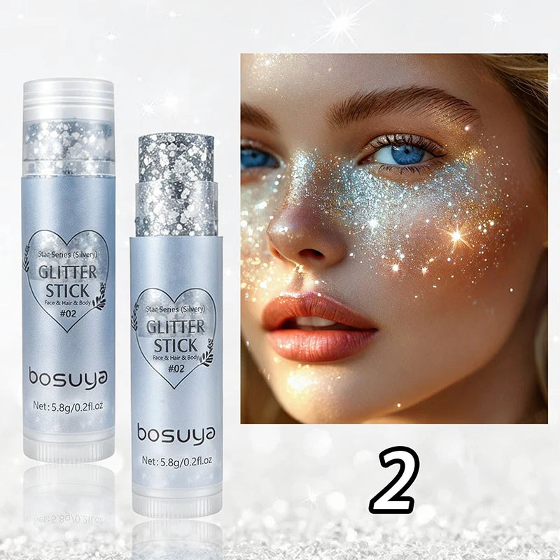 Sequins Glitter Gel Stick – Eye, Face & Body Sparkle Makeup Glitter Makeup Stick SWANS 02
