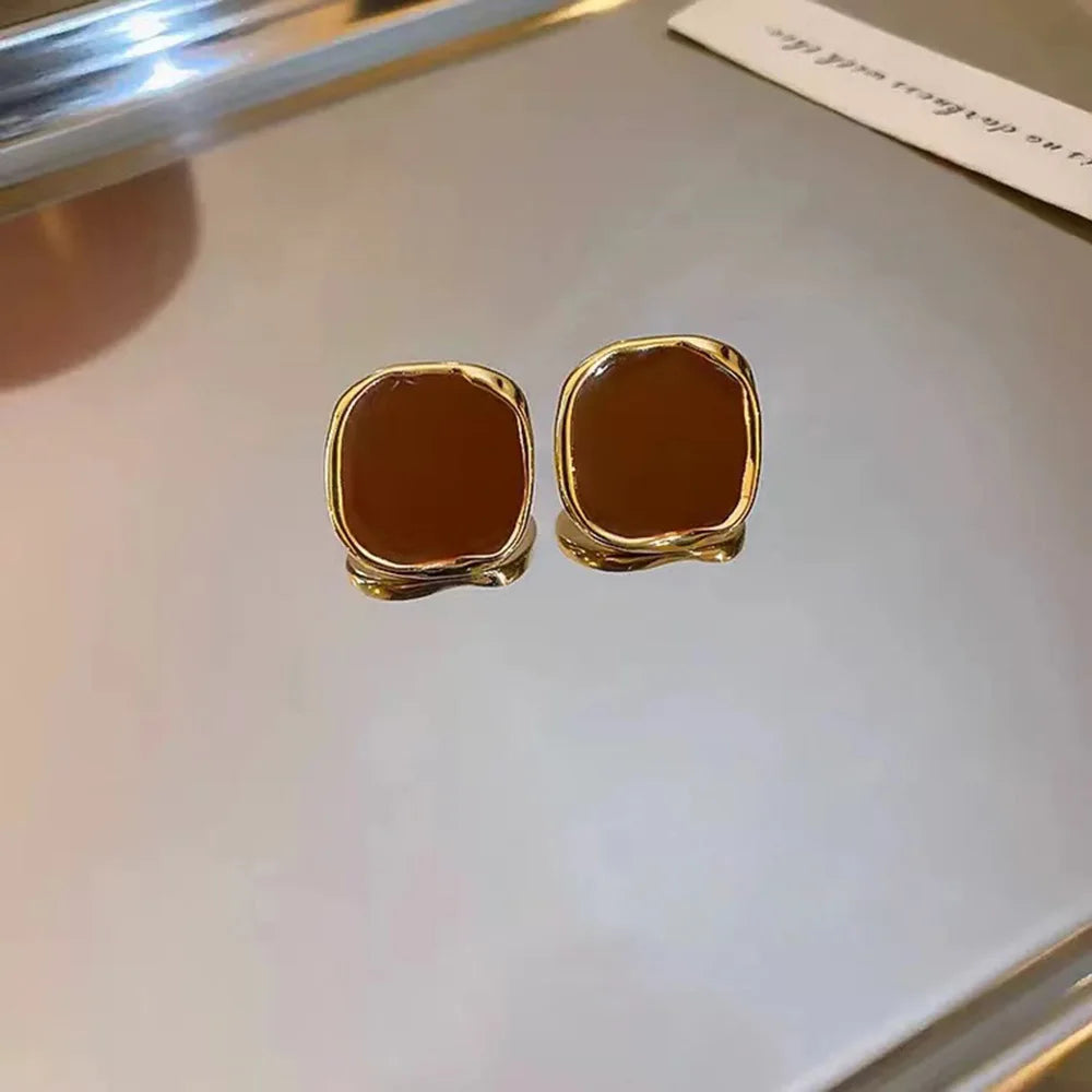 Irregular Square Geometric Stud Earrings – Trendy Metal Stud Earrings SWANS
