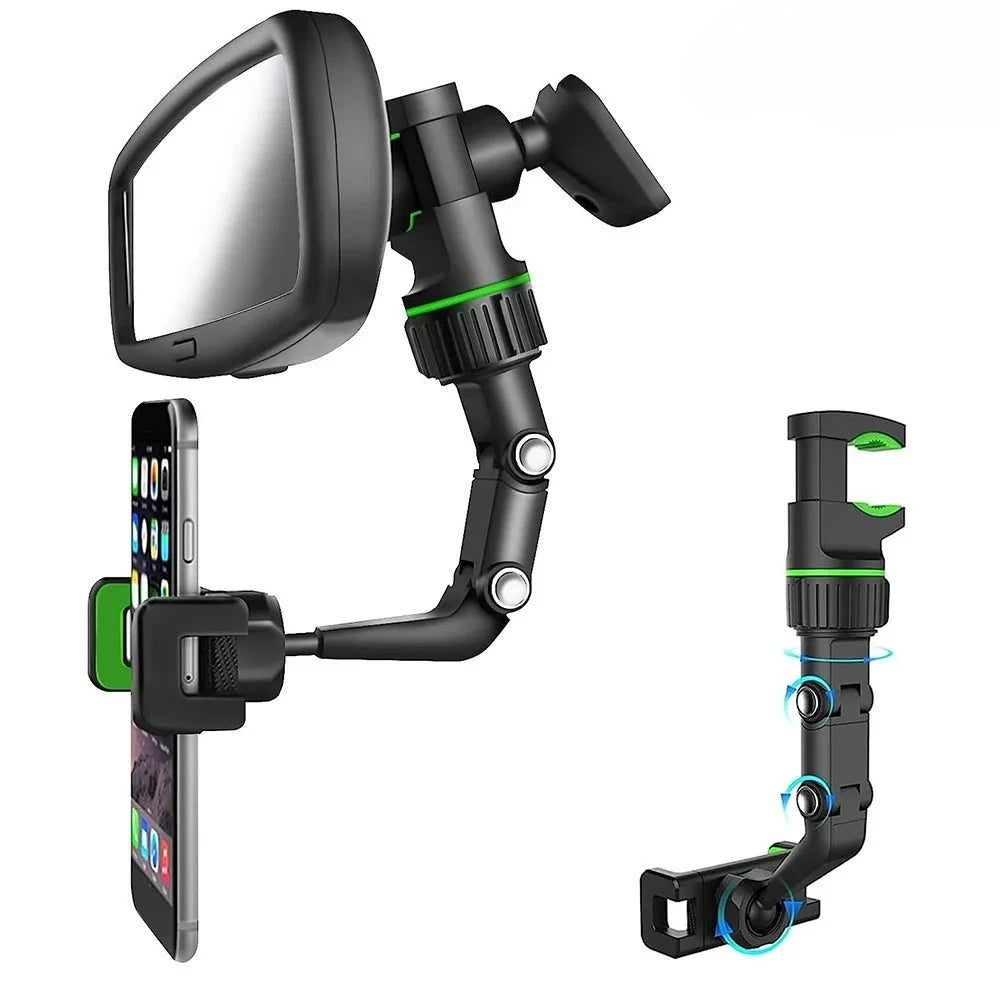 Retractable Rearview Mirror Phone Mount – 360° Universal Car Phone Mount SWANS