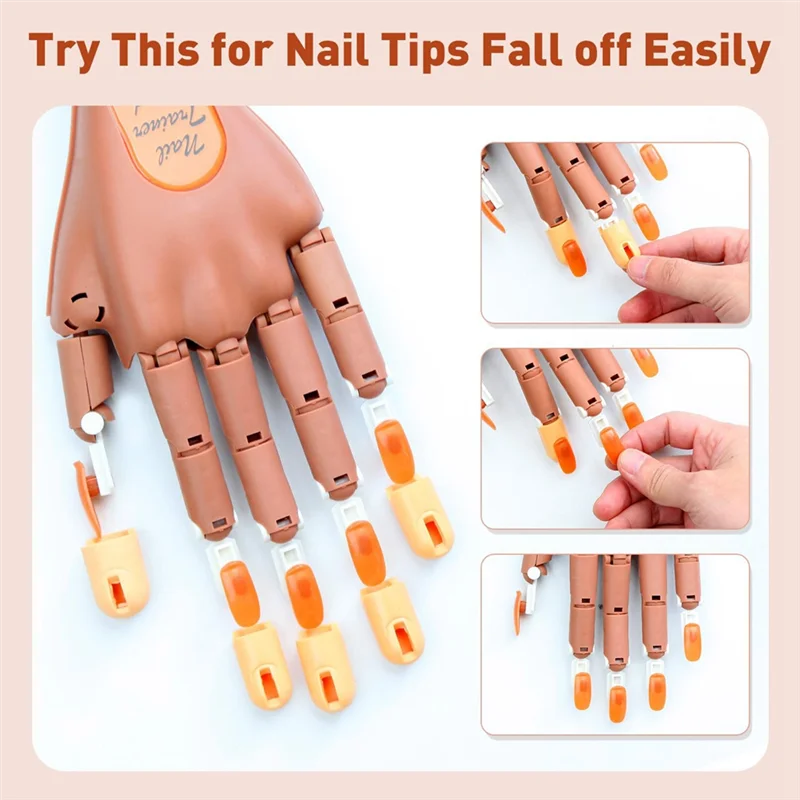 Flexible Nail Practice Hand Kit with 200 Nail Tips | Training Nail Practice Kit SWANS